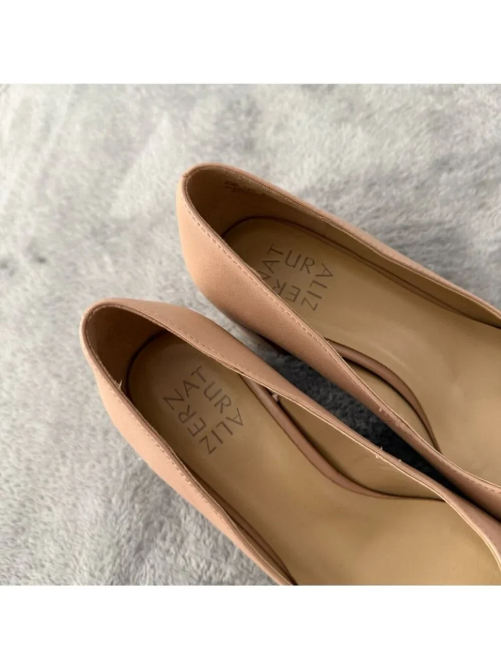 Naturalizer Karima Nude Square Toe Block Heel Shoes Womens 6.5 Leather Beige